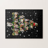 Kerstboom met bulldog, bedekt door vlieglicht legpuzzel (Horizontaal)