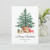 kerstboom met cadeaukalligrafie feestdagenkaart (Staand voorkant)