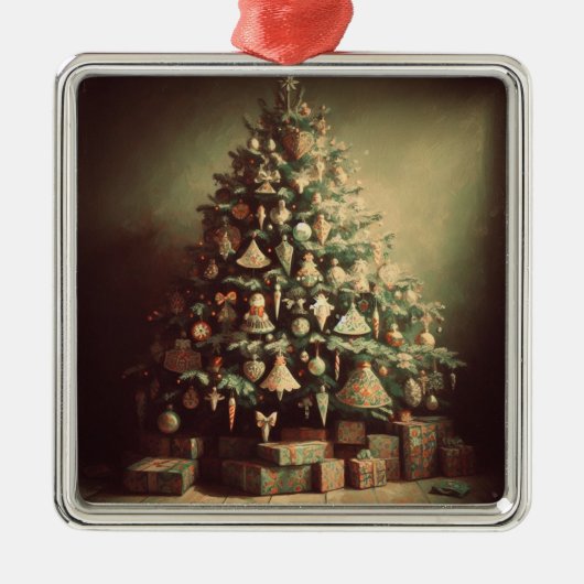 Kerstboom met Cadeaus Boho Kerstvakantie Metalen Ornament (Voorkant)
