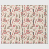 Kerstboom met Cadeaus, bomen en de kerstman Cadeaupapier (Vlak)