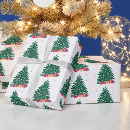 kerstboom met cadeaus cadeaupapier (Feestdagen)