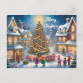 Kerstboom met cadeaus en kinderen feestelijk briefkaart (Voorkant)