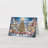Kerstboom met cadeaus en kinderen feestelijk kaart (Voorkant)