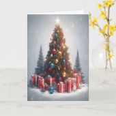 Kerstboom met Cadeaus Feestelijk Kaart (Gele Bloem)