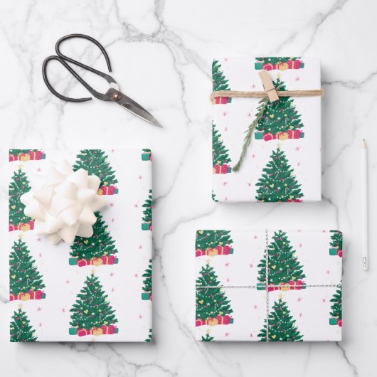 kerstboom met cadeaus inpakpapier vel (Voorkant)