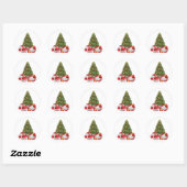 kerstboom met cadeaus ronde sticker (Vel)