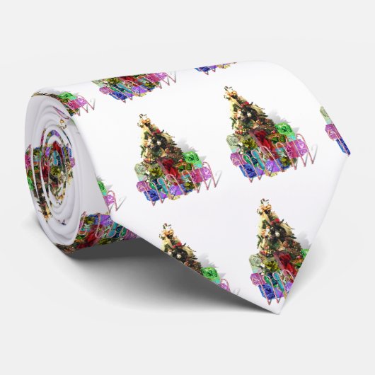 Kerstboom met Cadeaus Stropdas (Opgerold)