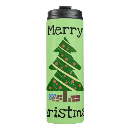 kerstboom met cadeaus thermosbeker (Voorkant)