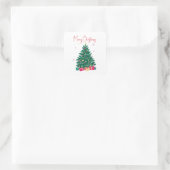 kerstboom met cadeaus vierkante sticker (Tas)