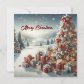 Kerstboom met cadeautjes in de sneeuw kaart (Voorkant)