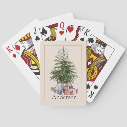  kerstboom met cadeautjes pokerkaarten (Achterkant)