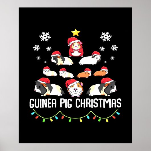 kerstboom met cavia's | Funny Guinea Pig Lover Poster (Voorkant)