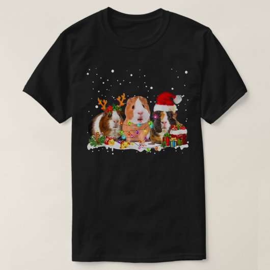 kerstboom met cavia's met rendierverlichting t-shirt (Design voorkant)