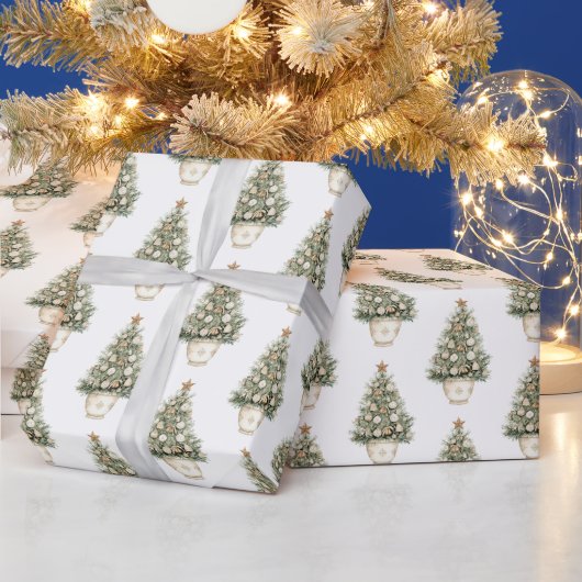 Kerstboom met Crème Ornament Cadeaupapier (Feestdagen)