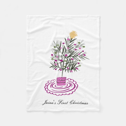 Kerstboom met de hand getekend voor baby's eerste fleece deken (Voorkant)