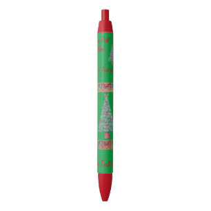 Kerstboom met de klokkenart. van decoratie rood zwarte inkt pen