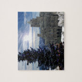 kerstboom met de oude kerk Jigzaag Puzzle Legpuzzel (Verticaal)