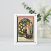  kerstboom met de Victoriaans Engel en dieren Feestdagenkaart (Staand voorkant)