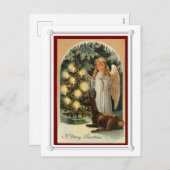  kerstboom met de Victoriaans Engel en dieren Feestdagenkaart (Voorkant / Achterkant)