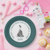 Kerstboom met decoratie en Red Robin Papieren Bordje (Feest)