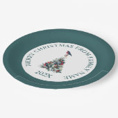 Kerstboom met decoratie en Red Robin Papieren Bordje (Gekanteld)