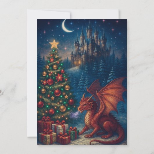 Kerstboom met Draak Feestdagenkaart (Voorkant)