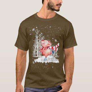 kerstboom met een paardenvarken op sneeuwkermis t-shirt