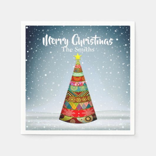 kerstboom met een snowfall servet (Voorkant)