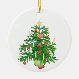 Kerstboom met een Ster & Hart Koekje Keramisch Ornament