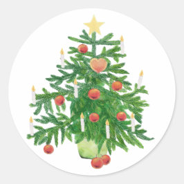 Kerstboom met een Ster & Hart Koekje Ronde Sticker