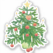 Kerstboom met een Ster & Hart Koekje Sticker (Voorkant)