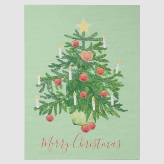 Kerstboom met een Ster & Hart Koekje Tissuepapier (Voorkant)