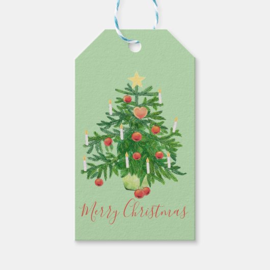 Kerstboom met een ster op maat cadeaulabel (Voorkant)