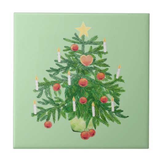 Kerstboom met een ster tegeltje (Voorkant)
