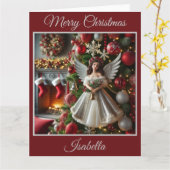 Kerstboom met engel (rood) kaart (Gele Bloem)