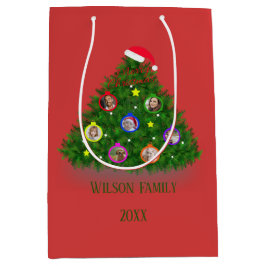Kerstboom met familiefoto's medium cadeauzakje