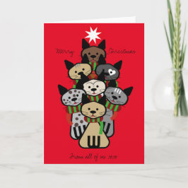 Kerstboom met feestvieren feestdagen kaart