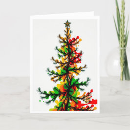 Kerstboom met Festieve Spatten Feestdagen Kaart