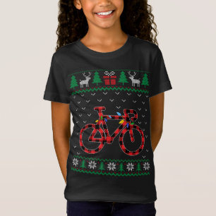 Kerstboom met fietsende kerstboom verlicht decorat t-shirt