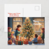 Kerstboom met geschenken en kindervreugde briefkaart (Voorkant / Achterkant)