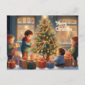Kerstboom met geschenken en kindervreugde briefkaart (Voorkant)