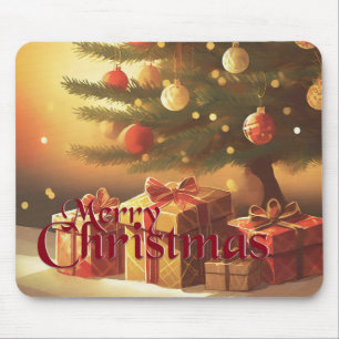 Kerstboom met gouden cadeaus muismat