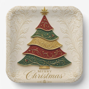 Kerstboom met gouden emaille papieren bordje
