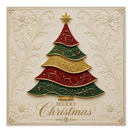 Kerstboom met gouden emaille perfect poster (Voorkant)