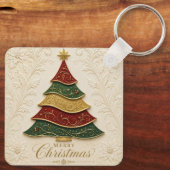 Kerstboom met gouden emaille versiering sleutelhanger (Achterkant)