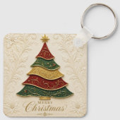 Kerstboom met gouden emaille versiering sleutelhanger (Achterkant)