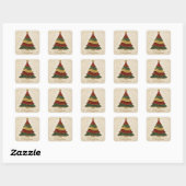 Kerstboom met gouden emaille vierkante sticker (Vel)
