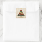 Kerstboom met gouden emaille vierkante sticker (Tas)