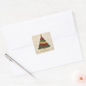 Kerstboom met gouden emaille vierkante sticker (Envelop)