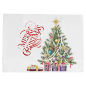 Kerstboom met gouden ster en Cadeaus Groot Cadeauzakje (Achterkant)